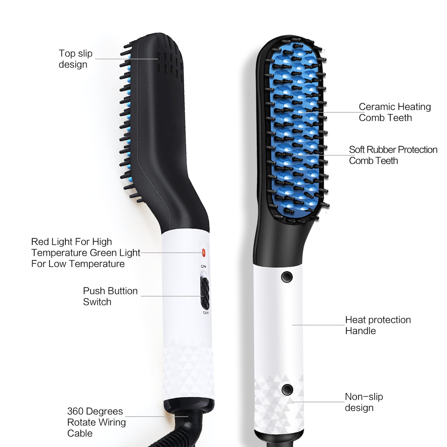 Multifunctional Hair and Beard Straightening Comb for Men