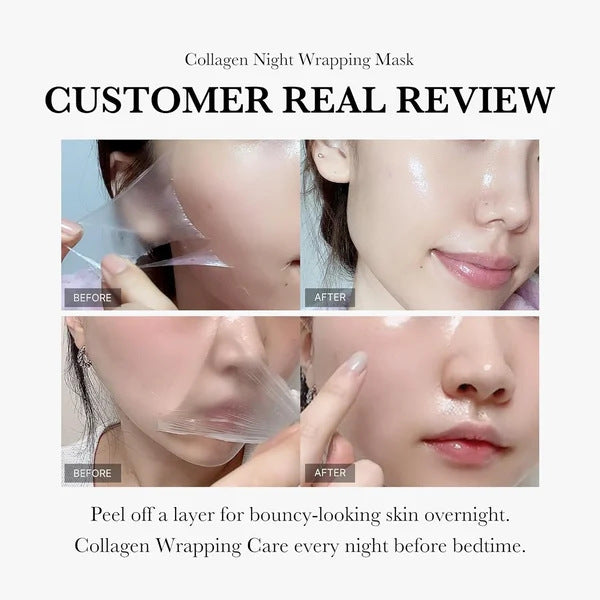 Face Night Mask: Collagen Wrapping Mask with Natural Ingredients for Firming, Elasticity, Hydration, and Anti-Wrinkle Skin Care.