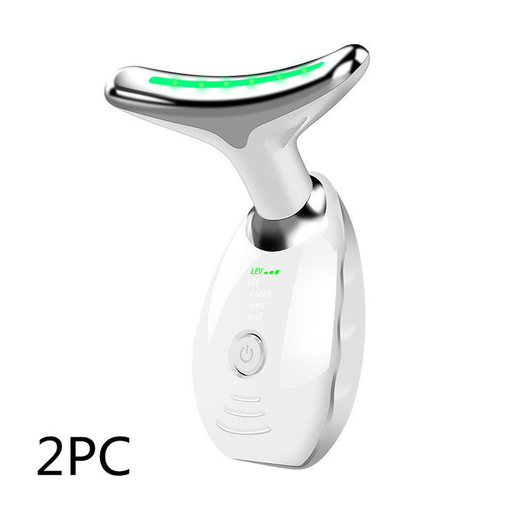 Colorful LED Photon Therapy Beauty Device for Neck and Face, Skin Tightening, Double Chin Reduction, Anti-Wrinkle, and Lifting Massager.