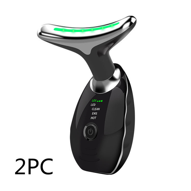 Colorful LED Photon Therapy Beauty Device for Neck and Face, Skin Tightening, Double Chin Reduction, Anti-Wrinkle, and Lifting Massager.